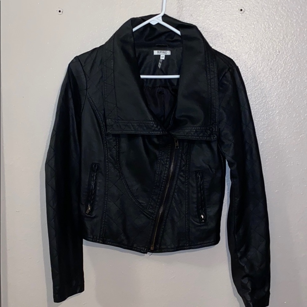 Black faux moto jacket